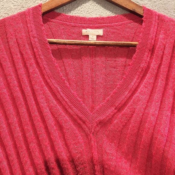 Pilcro Hot Pink V Neck Ribbed Boxy Dolman Sleeve Sweater Size Small Oversized - Picture 3 of 11